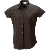 Ladies' Short Sleeve Easy Care Fitted Shirt Chocolate XL