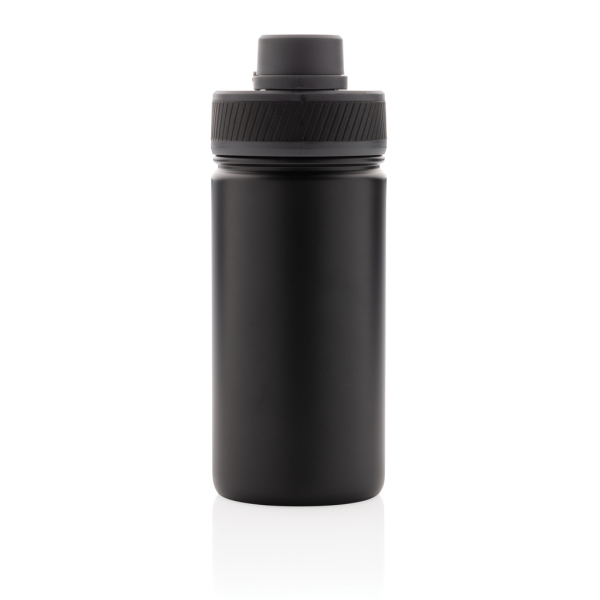 Vacuüm roestvrijstalen fles met sportdop, zwart