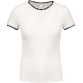 Dames-t-shirt piqué ronde hals Off White / Navy M