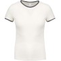 Dames-t-shirt piqué ronde hals Off White / Navy M