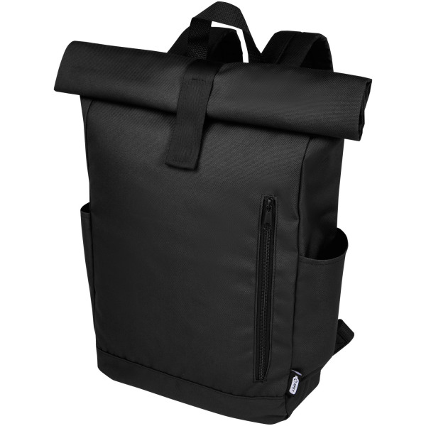 Byron 15.6" GRS RPET roll-top backpack 18L - Solid black