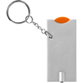 Allegro LED keychain light with coin holder - Orange/Silver