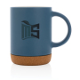 Ceramic mug with cork base, blue
