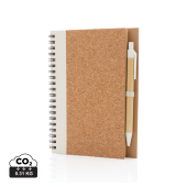 Kurk spiraal notitieboek met pen, wit