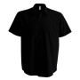 Heren non-iron micro sergé overhemd korte mouwen Black S