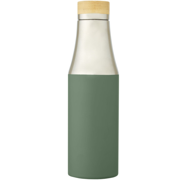 Hulan 540 ml copper vacuum insulated stainless steel bottle with bamboo lid - Heather green
