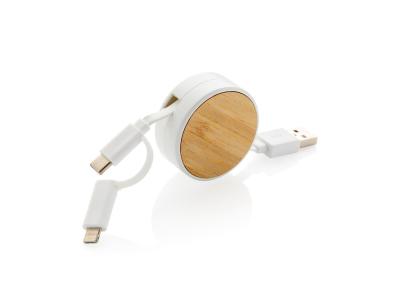 Ontario 3-in 1 kabel met oprolmechanisme Ontario 3-in 1 kabel met oprolmechanisme