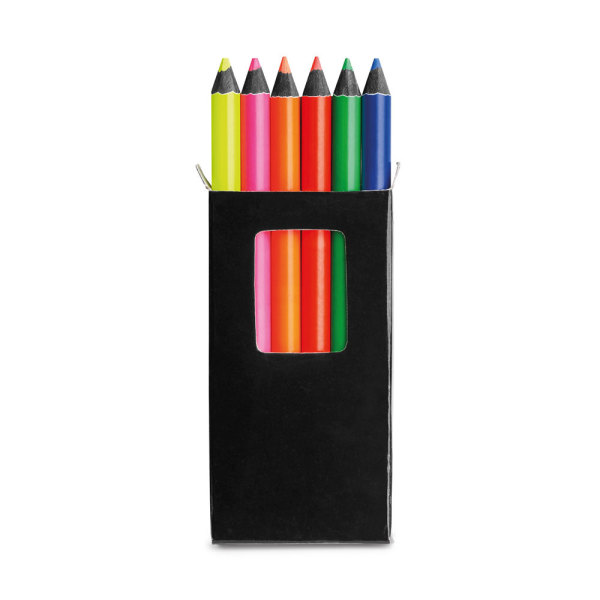 MEMLING. Potlodendoosje met 6 gekleurde potloden