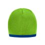 MB7584 Beanie with Contrasting Border - lime-green/royal - one size