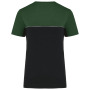 Ecologisch tweekleurig uniseks T-shirt met korte mouwen Black / Forest Green XL