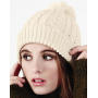 Cable Knit Snowstar Beanie - Charcoal