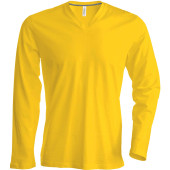 Men's long-sleeved V-neck T-shirt Yellow 4XL