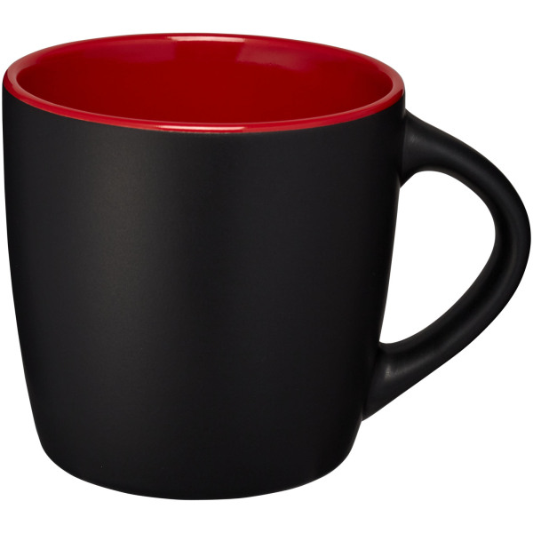Riviera 340 ml ceramic mug - Solid black/Red