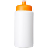 Baseline® Plus grip 500 ml sportfles met sportdeksel - Wit/Oranje