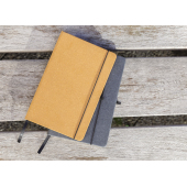 A5 hardcover notesbog i genanvendt læder, brun