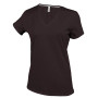 Dames T-shirt V-hals Korte Mouwen Chocolate 3XL