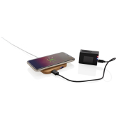 Bamboo 5W wireless charger with USB ports, brown