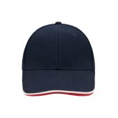 MB6197 6 Panel Double Sandwich Cap navy/wit/red one size