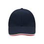 MB6197 6 Panel Double Sandwich Cap navy/wit/red one size