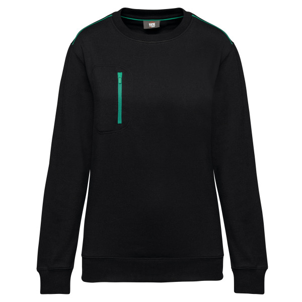 DayToDay unisex sweater met zip contrasterende zak Black / Kelly Green 3XL