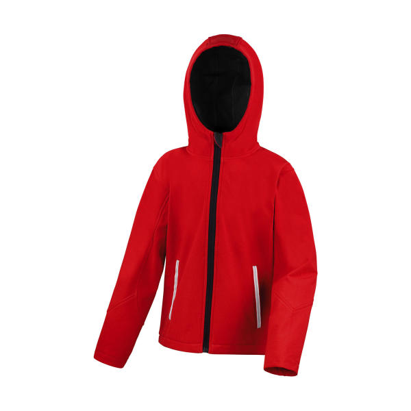 Kids TX Performance Hooded Softshell Jacket - Red/Black - 2XL (13-14)