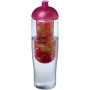 H2O Active® Tempo 700 ml bidon en infuser met koepeldeksel - Transparant/Roze