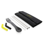 Tierra 2pcs straw and cutlery set in pouch, black