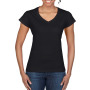 Gildan T-shirt V-Neck SoftStyle SS for her Black XXL