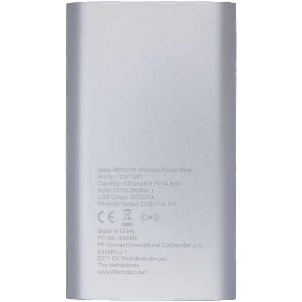 Juice 4000mAh wireless power bank - Silver