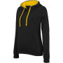 Damessweater met capuchon in contrasterende kleur Black / Yellow S