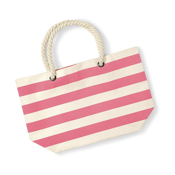 Nautical Beach Bag - Natural/Pink