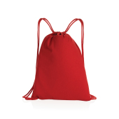Impact AWARE™ gerecycled katoenen rugzak met trekkoord 145gr, rood