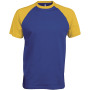 Baseball - Tweekleurig t-shirt Royal Blue / Yellow L
