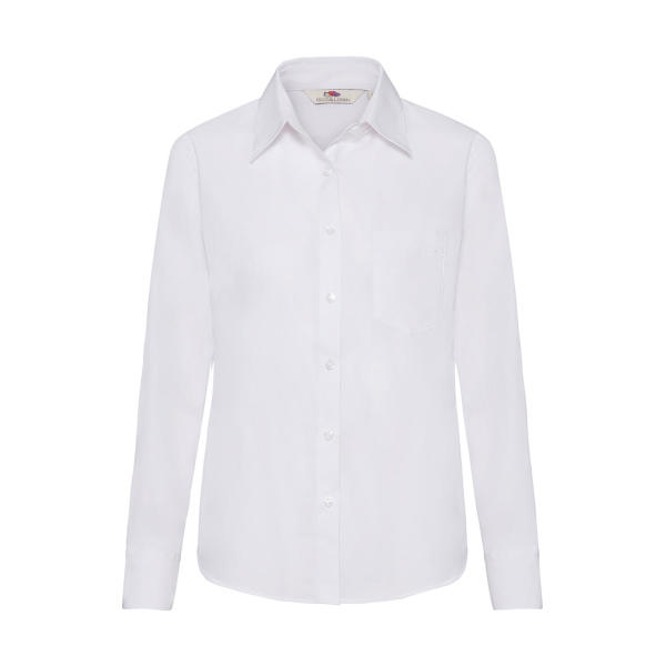 Ladies Poplin Shirt LS - White
