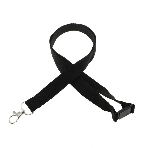 Onbedrukt Keycord met safety clip - zwart