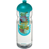H2O Active® Base 650 ml bidon en infuser met koepeldeksel - Transparant/Aqua blauw