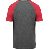 Tweekleurig Triblend sport-t-shirt met korte mouwen volwassene Grey Heather / Sporty Red Heather XS