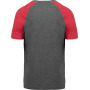 Tweekleurig Triblend sport-t-shirt met korte mouwen volwassene Grey Heather / Sporty Red Heather XS