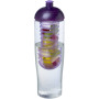 H2O Active® Tempo 700 ml bidon en infuser met koepeldeksel - Transparant/Paars