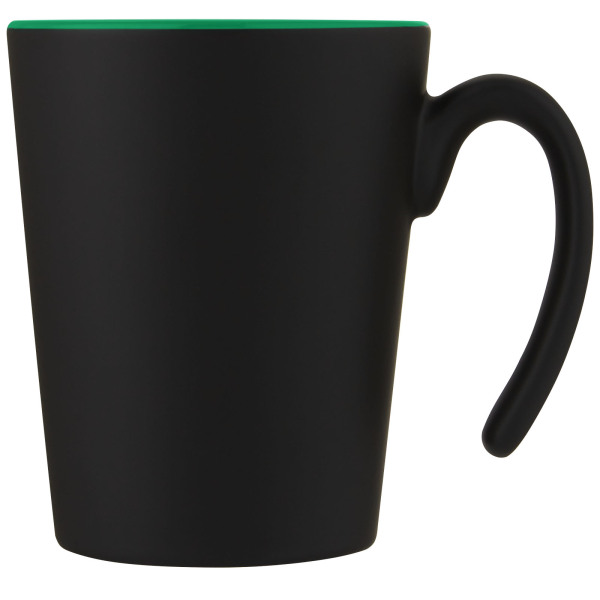 Oli 360 ml ceramic mug with handle - Green/Solid black