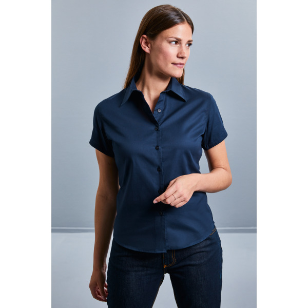 Ladies' Short Sleeve Classic Twill Shirt Black S