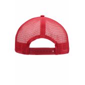 MB6207 5 Panel Flat Peak Cap - white/red - one size