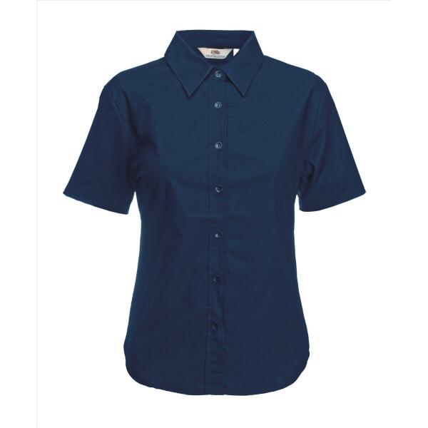 FOTL Lady-Fit Shortsleeve Oxford Shirt, Navy, XS