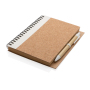 Cork spiral notebook with pen, white