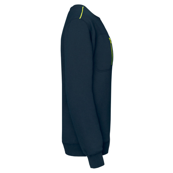 Day To Day unisex sweater met zip contrasterende zak Navy / Fluorescent Yellow 3XL