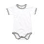 Baby Ringer Bodysuit - White/Heather Grey Melange - 6-12