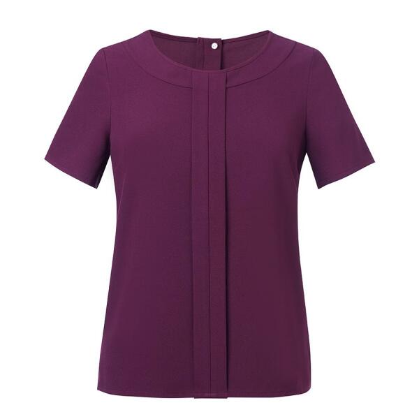 Ladies Verona Short Sleeve Shirt, Burgundy, 12, Brook Taverner