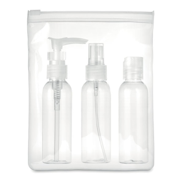 TRAVEL 3 - Travel set PE in PEVA pouch