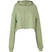 Women's Cropped Fleece Hoodie Military Green M