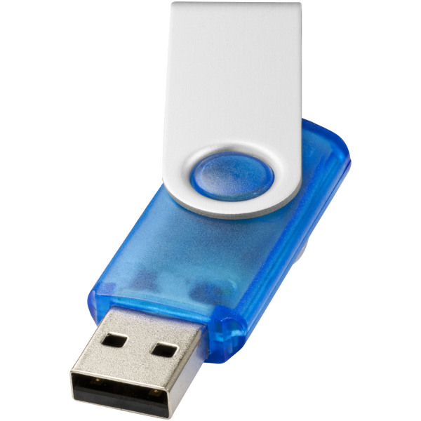 Rotate-translucent USB 4GB - Transparant blauw/Zilver